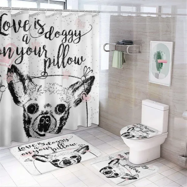 Love Dogs Grungy on a shower curtain