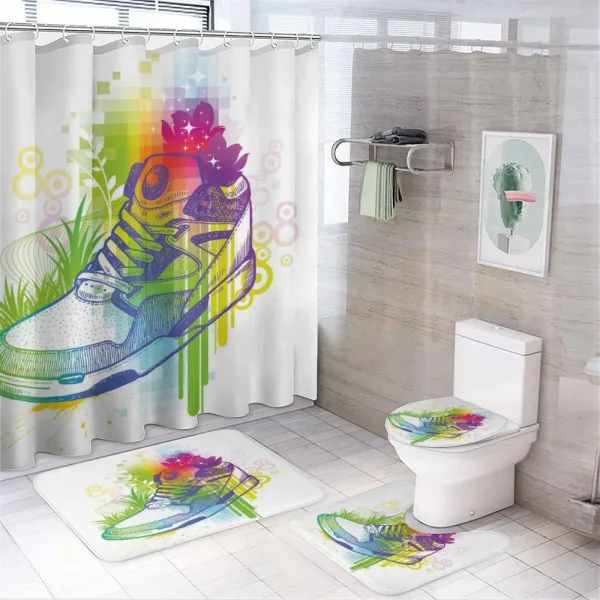 Magic Boot and Flowers on a shower curtain