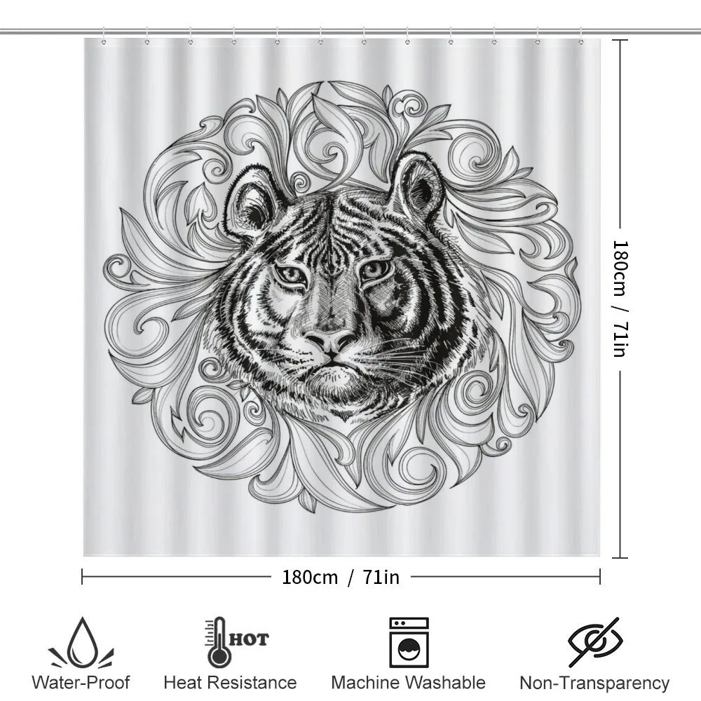 Monochrome Feline Leaves — Detail 2