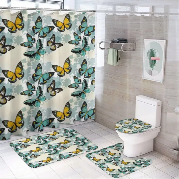 Moth Floral Silhouettes on a shower curtain