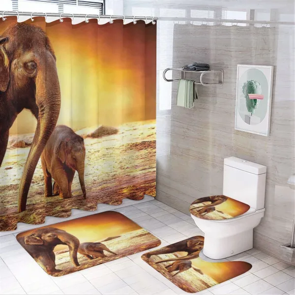 Mother Baby Elephant Family on a shower curtain