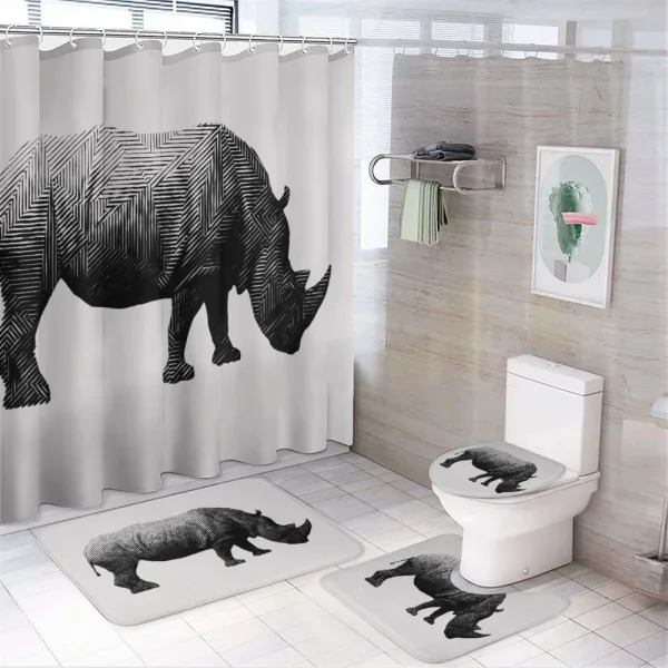 Polygonal Animal Line Art on a shower curtain