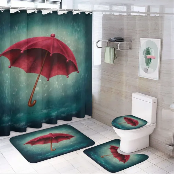 Retro Autumn Umbrella on a shower curtain