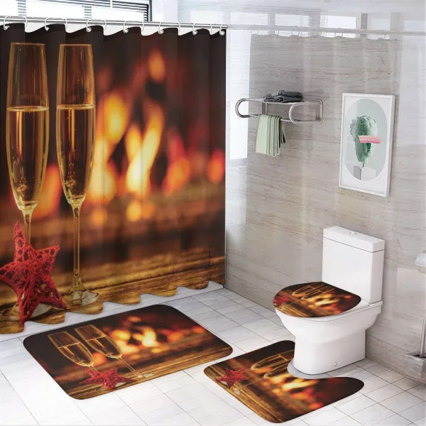 Romantic Champagne Glass on a shower curtain