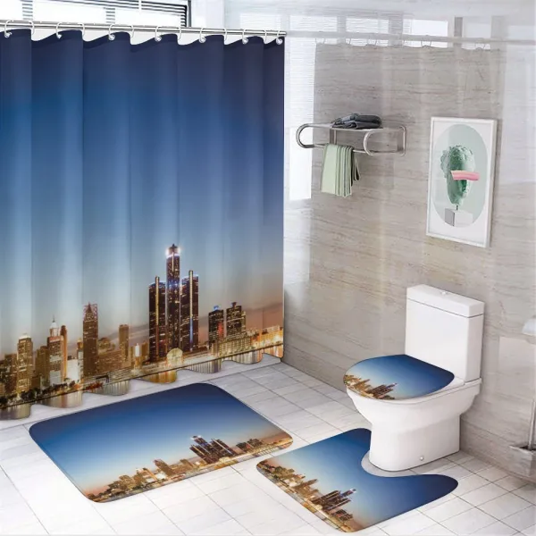 Serene Waterfront View on a shower curtain