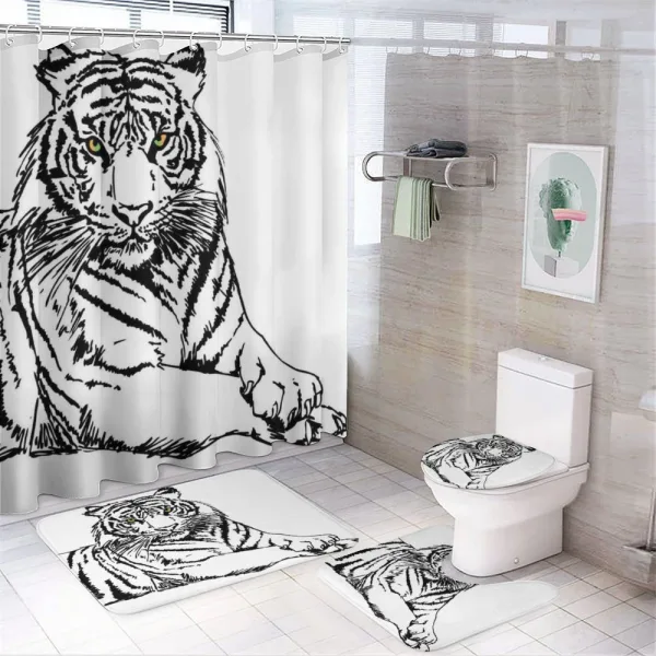 Sketch of Tiger African on a shower curtain