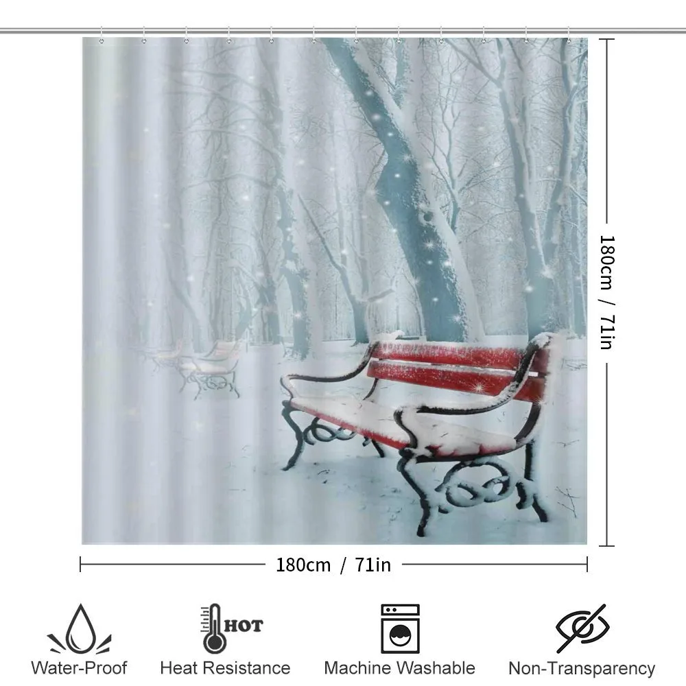 Snowy Bench Misty Path — Detail 2