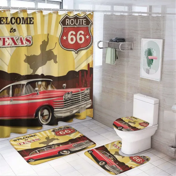 Texas Car Cowboy Words on a shower curtain