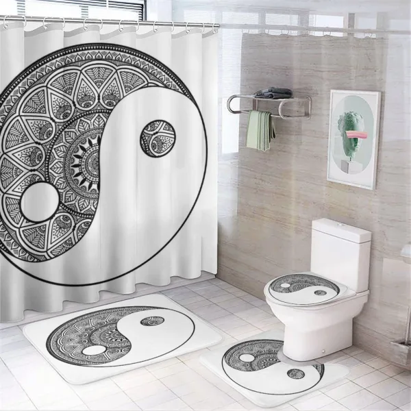 Traditional Ying Yang Sign on a shower curtain
