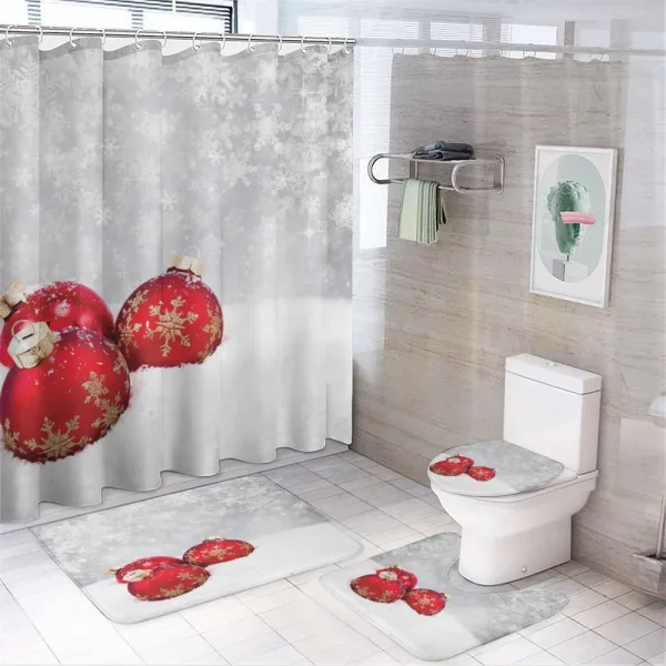 Baubles on Snowflake on a shower curtain