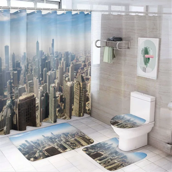 Chicago Aerial View on a shower curtain