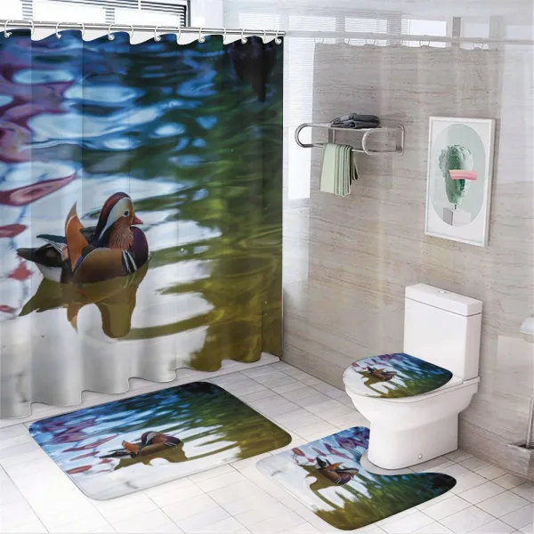 Chinese Ducks in River on a shower curtain