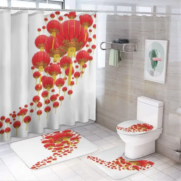 Chinese Lanterns in Sky on a shower curtain