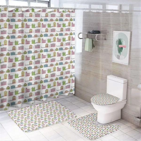 Colorful Urban Buildings on a shower curtain