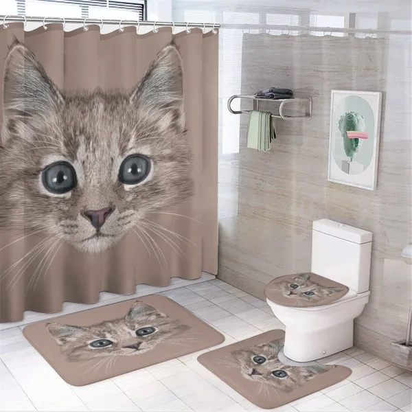 Domestic Cat Face on a shower curtain