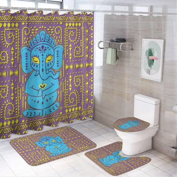 Elephant Tribal Art Retro on a shower curtain