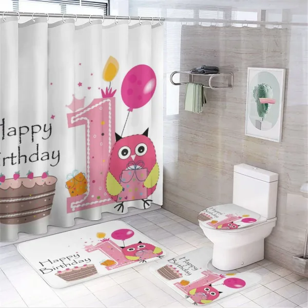 First Birthday Cake on a shower curtain