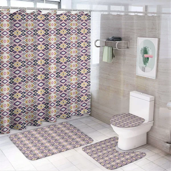 Ikat Inspired Ornate Design on a shower curtain