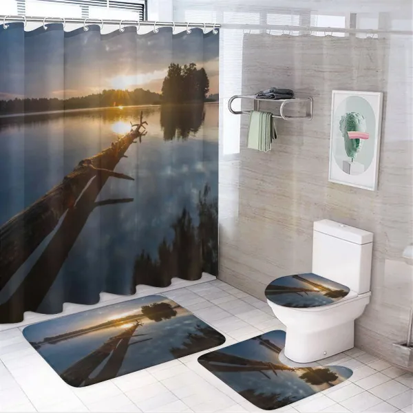 Lake in Poland Sunny Day on a shower curtain