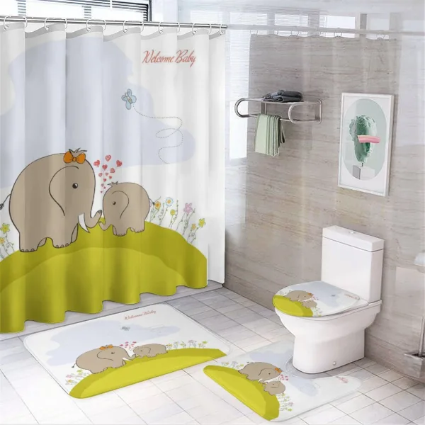 Mother Baby Elephant on a shower curtain