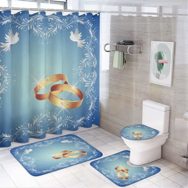Ornament Frame Doves Rings on a shower curtain