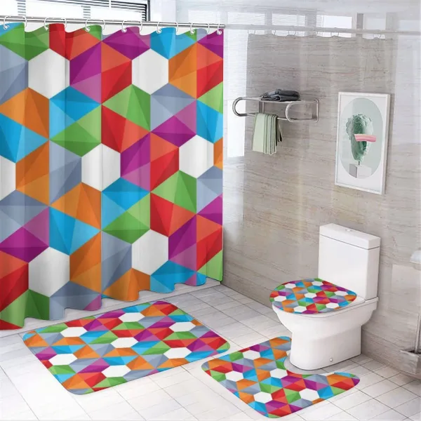 Retro Mosaic Triangle on a shower curtain