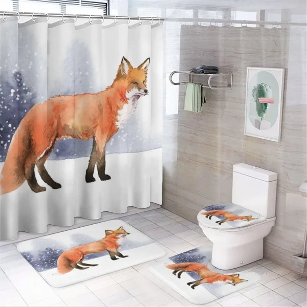 Side View Painting Snow Animal on a shower curtain