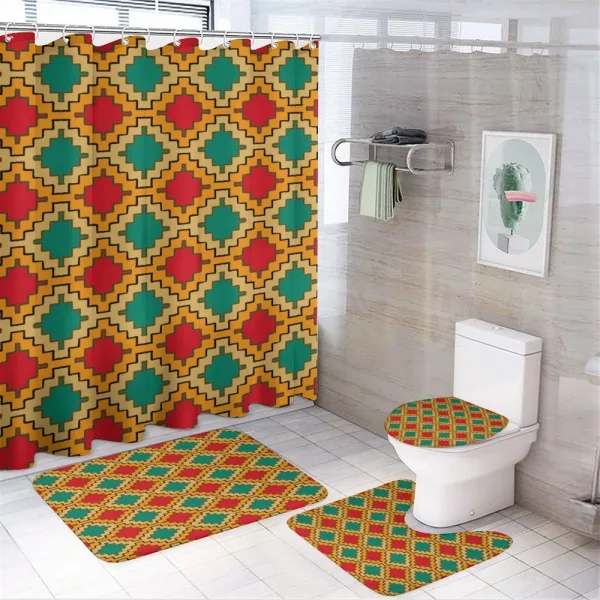 Stair Sided Tribal Shapes on a shower curtain