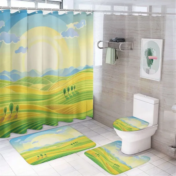 Sunny Rural Scenery on a shower curtain
