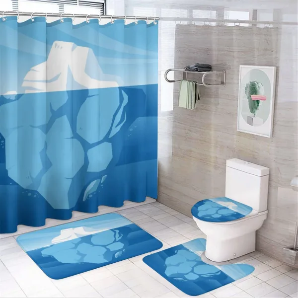 Tip of Frosty Form Showing on a shower curtain