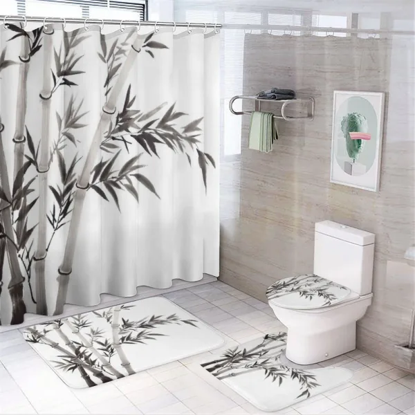 Traditional Bamboo Leaves on a shower curtain