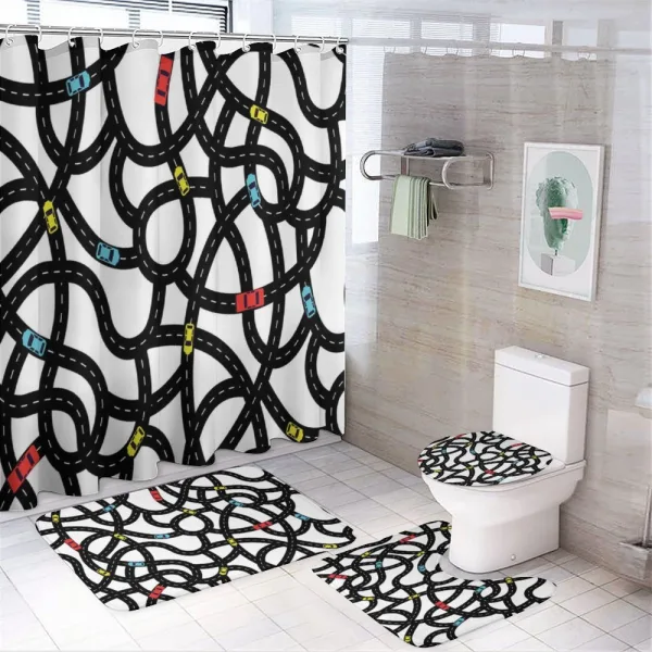 Urban Themed Road Design on a shower curtain