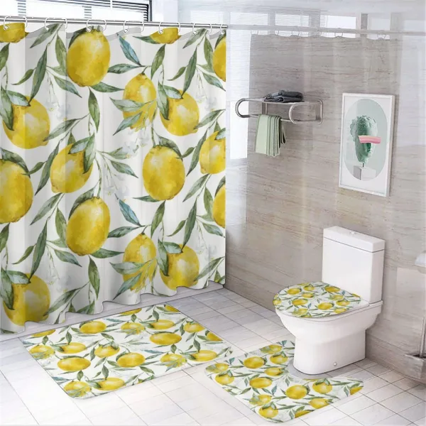 Vibrant Citrus Plants on a shower curtain