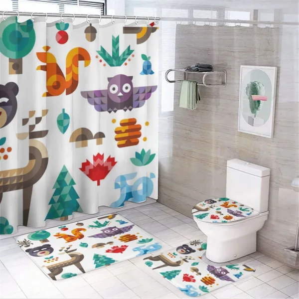 Cheerful Pop Art Design on a shower curtain