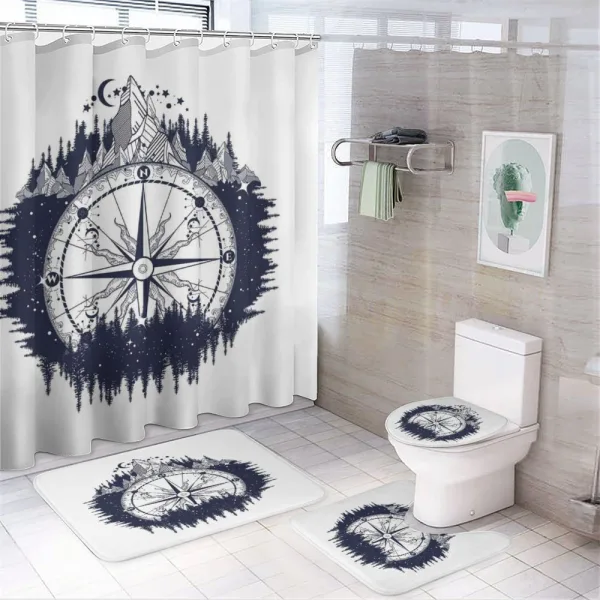 Compass Night Forest on a shower curtain