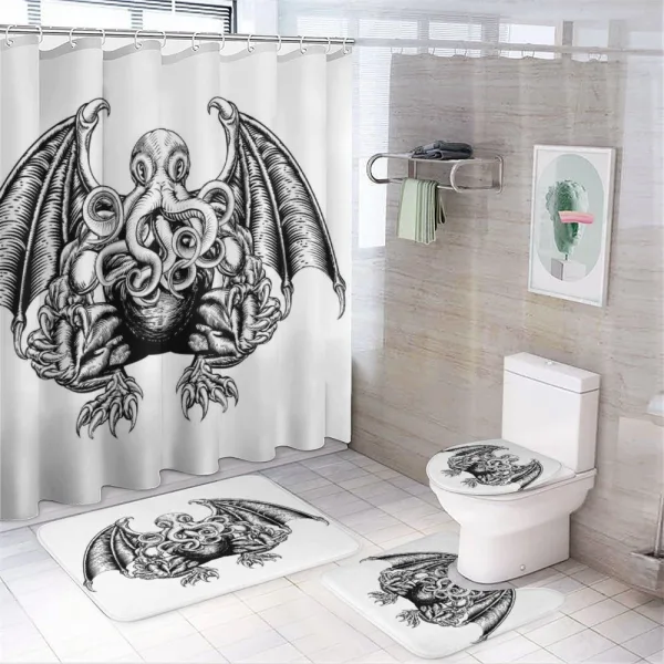 Cosmic Evil Monster on a shower curtain