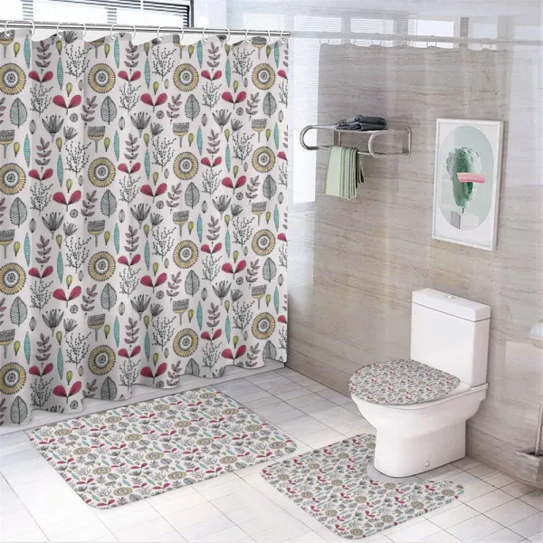 Doodle Abstract Herbs on a shower curtain