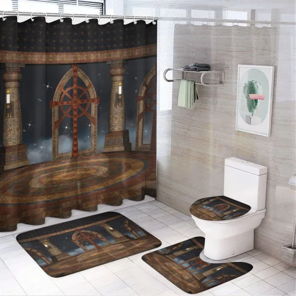 Fantasy Building in the Sky on a shower curtain