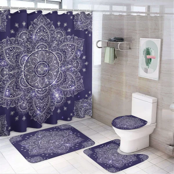 Floral Round Retro Ornament on a shower curtain