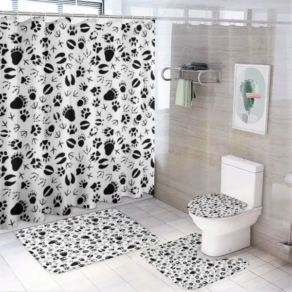 Footprints of Animals on a shower curtain