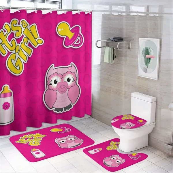 Girl Baby Owl Bottle on a shower curtain