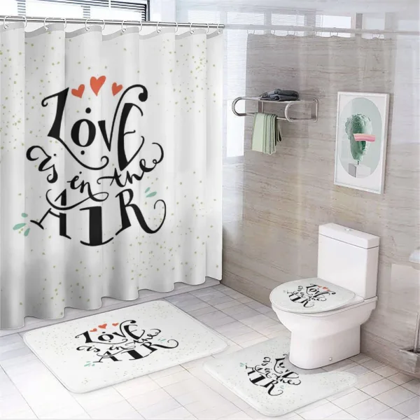 Inspirational Words Hearts on a shower curtain