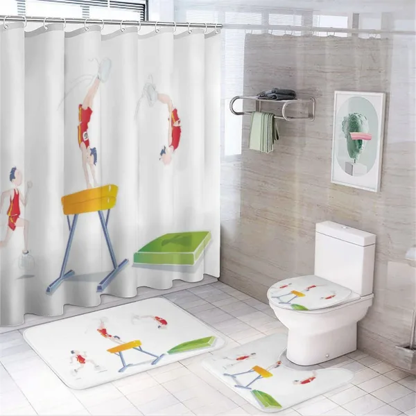 Man and Pommel Horse on a shower curtain