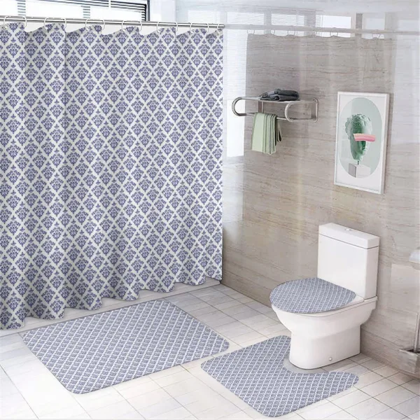 Monochrome Damask Leaves on a shower curtain