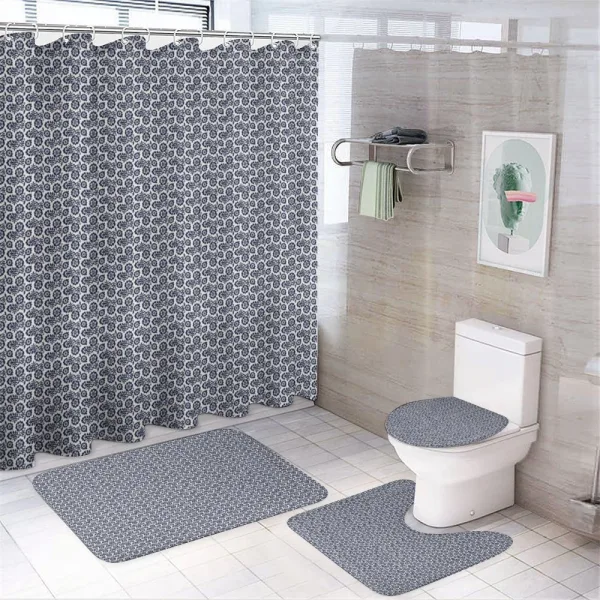 Monochrome Flowers Motifs on a shower curtain