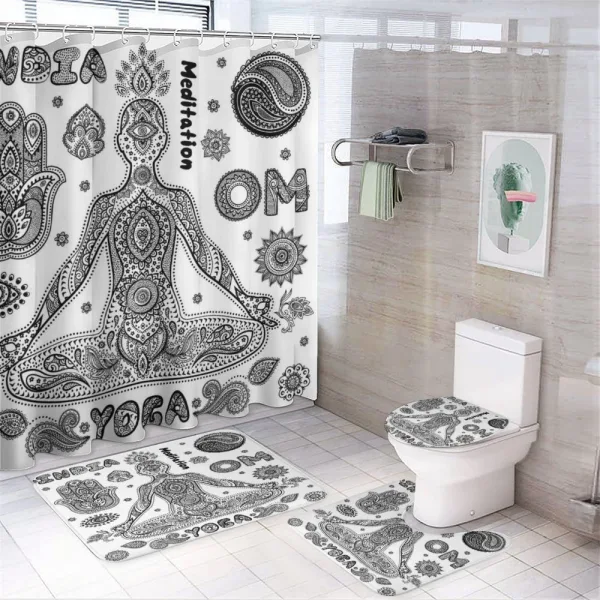 Ornate Hamsa Hand on a shower curtain