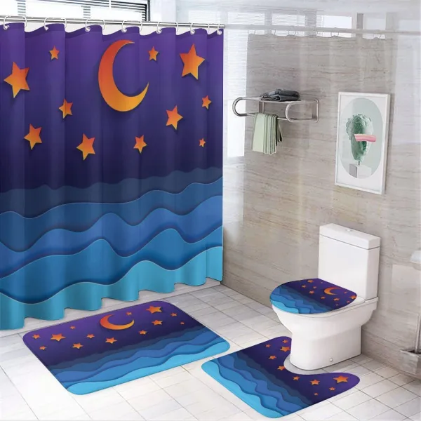 Paper Cut Style Sky on a shower curtain