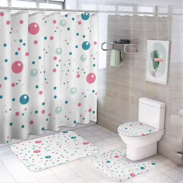 Pastel Color Polka Dots on a shower curtain