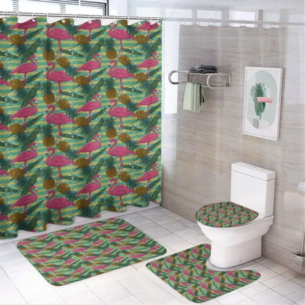 Pineapples Banana Leaf on a shower curtain