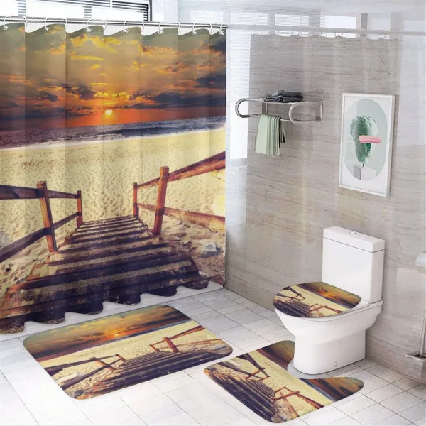 Romantic Sunset Skyline on a shower curtain